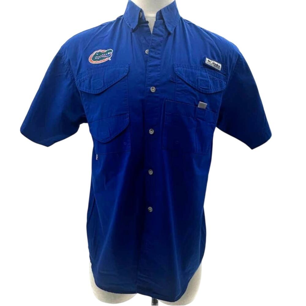 Columbia Blue Florida Gators Short Sleeve Vented Casual Button Down- S - Picture 2 of 14